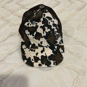 C.C Black and White Cow Print Hat